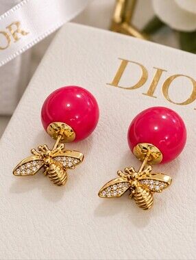 Dior 18kgp Gold Bee Drop Earrings